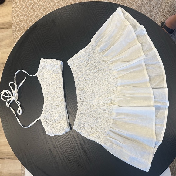 popcorn hanky hem mini skirt and top in white - a set brand new no tags - Picture 5 of 5